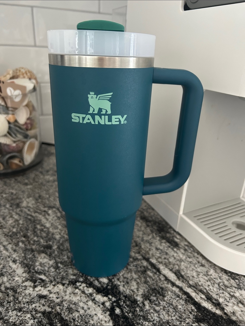 Stanley Teal Travel Mug with Handle and Mint Logo 30oz